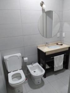 蒂格雷MIRADORES DEL BOULEVAR的一间带卫生间、水槽和镜子的浴室