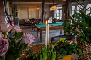 UrsemDe Martha Hoeve的客厅设有台球桌和蜡烛