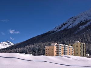 圣莫里茨圣莫里茨巴德奥瓦科塔斯纳公寓的山前雪中建筑物