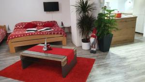 Miklavž na Dravskem PoljuApartments Akacijev Izvir的客厅配有床和红色地毯