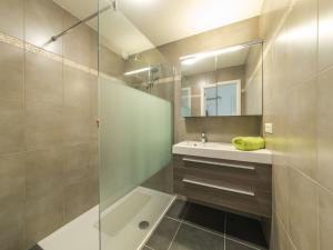 布列登Apartment Residentie Albatros by Interhome的带淋浴、盥洗盆和镜子的浴室