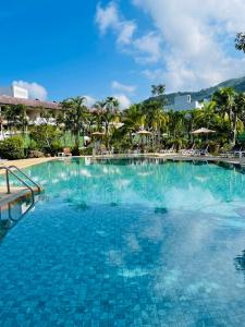卡伦海滩Phuket Golden Sand Inn - SHA Extra Plus的棕榈树度假村的大型游泳池