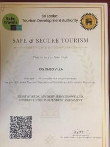 科伦坡Colombo Villa的西雅图旅游发展管理局公墓证书