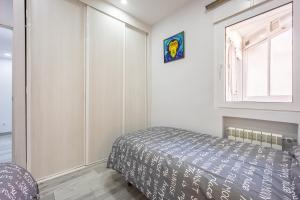 马德里Delagua Apartments Atocha I的一间卧室设有一张床和一个窗口