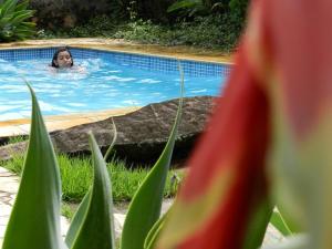 圣路易斯-杜帕赖廷加圣路易斯农场旅馆的女人在游泳池游泳