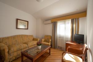 圣洛伦索-德埃斯科里亚尔米兰达与苏卓酒店的客厅配有沙发和桌子