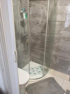 纽卡斯尔En suite bedrooms, Heaton, Newcastle的带淋浴和卫生间的浴室