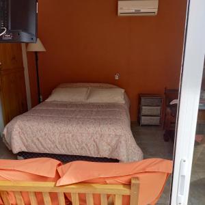 科洛尼亚-德尔萨克拉门托Monoambiente en Colonia的一间小卧室,配有一张床和电视