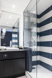 昂代四星塞尔吉布兰科Spa酒店的一间带水槽和淋浴的浴室