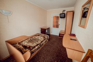 文尼察ПОДІЛЛЯ的客房设有床、书桌和电视。