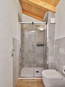 的里雅斯特Crocevia - Locanda carsica contemporanea的带淋浴和卫生间的浴室