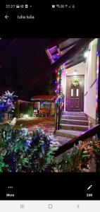 布什泰尼Casa Andy的一张有圣诞灯的房子的照片
