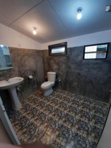 迪克韦勒Abinu"s Place的一间带卫生间和水槽的浴室