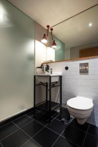 鲁汶pentahotel Leuven的一间带水槽和卫生间的浴室