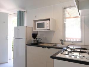 拉齐塞Holiday Home Cisano & San Vito-2 by Interhome的厨房配有白色冰箱和微波炉