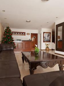 埃斯特角城Hotel La Vista 32的客厅配有圣诞树和茶几