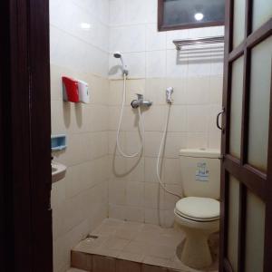 日惹Hotel Bifa Yogyakarta的一间带卫生间和淋浴的浴室。