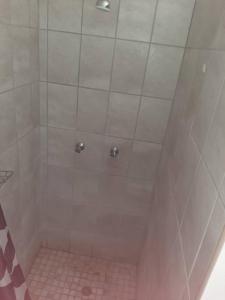 基特曼斯胡普OrbanLife Lite Keetmanshoop的带淋浴的浴室(铺有粉红色瓷砖地板)