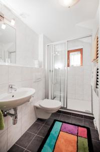 大格洛克纳山道旁富施胡贝图斯公寓的一间带水槽、卫生间和淋浴的浴室
