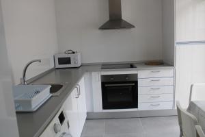 瓦伦西亚Casa chalet luxury emilia的白色的厨房配有水槽和微波炉