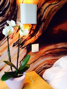 利斯威赫里斯多德B＆B酒店的卧室里一个花瓶,桌子上放着鲜花