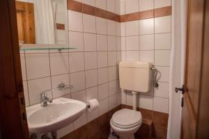 内莱多科利Ξενώνας Πατρικό的一间带卫生间和水槽的小浴室