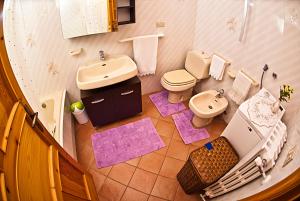 特里卡塞Perrone Apartments的享有带水槽和卫生间的浴室的顶部景致。