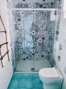 蒙泰迪普罗奇达Lavinum的带淋浴和卫生间的浴室。