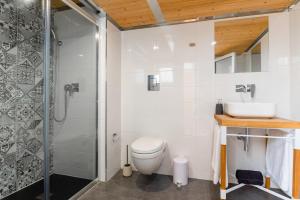 佩奥拉Monreal Boutique Townhouse - R024RM5的带淋浴、卫生间和盥洗盆的浴室