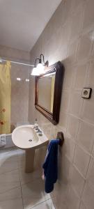 CardeñosaCasa Rural de Tio Tango I的浴室配有盥洗盆、镜子和浴缸