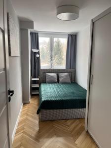 杜什尼基-兹德鲁伊Apartament Wspomnienie的一间小卧室,配有床和窗户