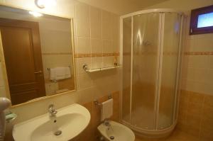 库马约尔艾吉耶努瓦尔酒店的带淋浴和盥洗盆的浴室