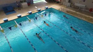 布加勒斯特Fancy Penthouse Studio with Lakeview W10的一群人在游泳池游泳