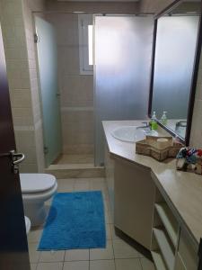 迪拜Cherrywood House的一间带水槽、卫生间和镜子的浴室