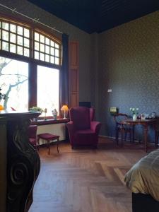 斯塔茨卡纳尔B&B Villa de Beuk的客房设有床、椅子和窗户。