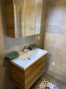 佩特诺伊阿尔贝格施瓦泽阿德勒酒店的浴室设有白色水槽和镜子