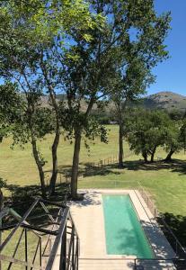 坦迪尔Hotel El Paraiso De La Sierra的树木繁茂的田野中间的游泳池