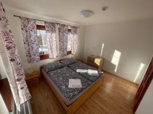 斯特拉兹内Apartmany215的一间小卧室,配有床和2个窗户
