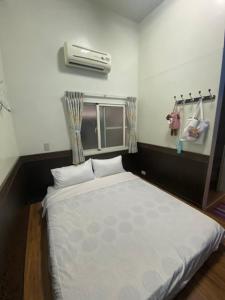 小琉球岛蛋壳Danke Hostel的一间卧室,卧室内配有一张大床
