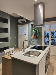 的里雅斯特medium miramare appartamento sogno sul mare的厨房配有水槽和台面