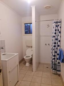 库伯佩迪City Centre Apartments的白色的浴室设有卫生间和水槽。