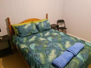 库伯佩迪City Centre Apartments的一间卧室配有一张带蓝色毯子的床