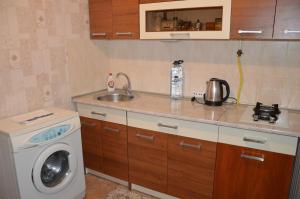 基希讷乌Apartment Miorita的厨房配有洗衣机和水槽