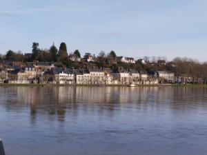 日安Bord de Loire的水面上的一个城镇