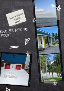 班邦宝Coco Sea Bangpo Resort的酒店房间三张照片的拼贴画