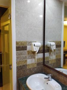 瓦迪穆萨Rendezvous hotel petra的一间带水槽和镜子的浴室