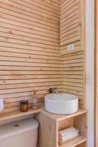 圣塔特蕾莎海滩Ambar House的一间带水槽和卫生间的浴室
