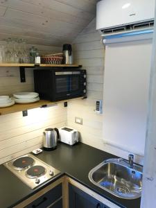 普孔卡瓦尼亚斯蒙特贝尔德酒店的一间带水槽和微波炉的小厨房
