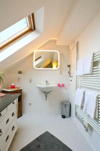 兰河畔马尔堡Elisabeth Apartments的一间带水槽和镜子的浴室
