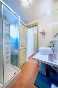 马萨鲁布朗斯Villa Lorelei的带淋浴和盥洗盆的浴室